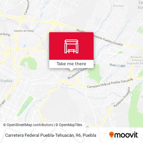 Carretera Federal Puebla-Tehuacán, 96 map