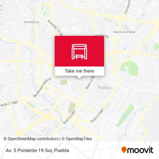 Av. 5 Poniente-19 Sur map