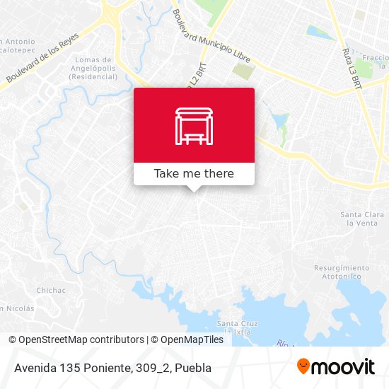 Mapa de Avenida 135 Poniente, 309_2