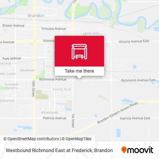 Westbound Richmond East at Frederick map