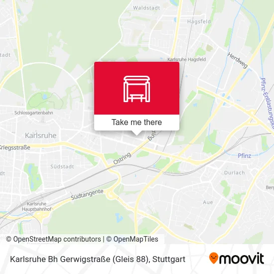 Карта Karlsruhe Bh Gerwigstraße (Gleis 88)