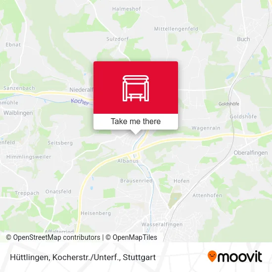 Карта Hüttlingen, Kocherstr./Unterf.