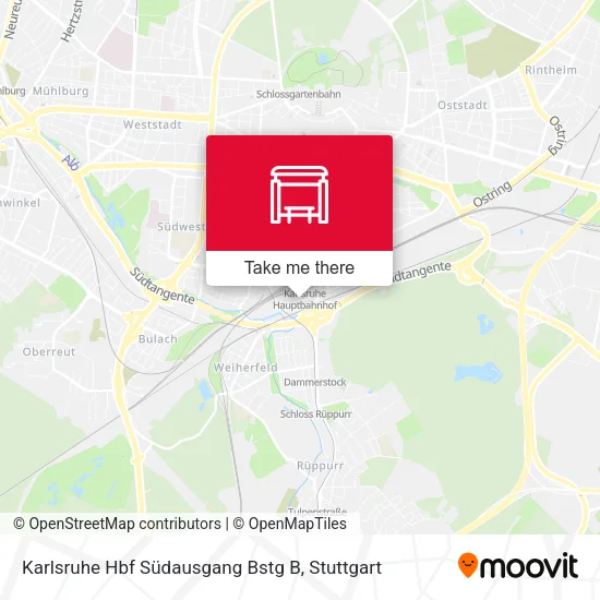 Карта Karlsruhe Hbf Südausgang Bstg B