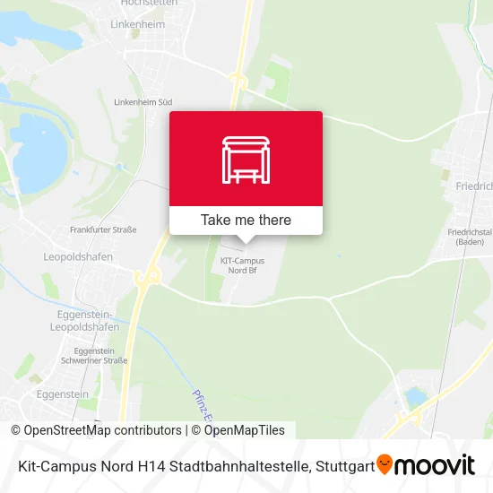 Карта Kit-Campus Nord H14 Stadtbahnhaltestelle