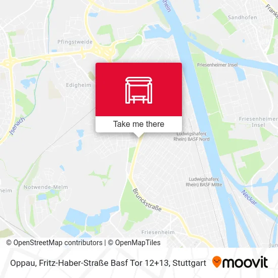 Карта Oppau, Fritz-Haber-Straße Basf Tor 12+13