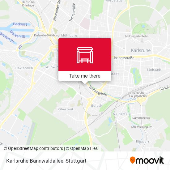 Карта Karlsruhe Bannwaldallee