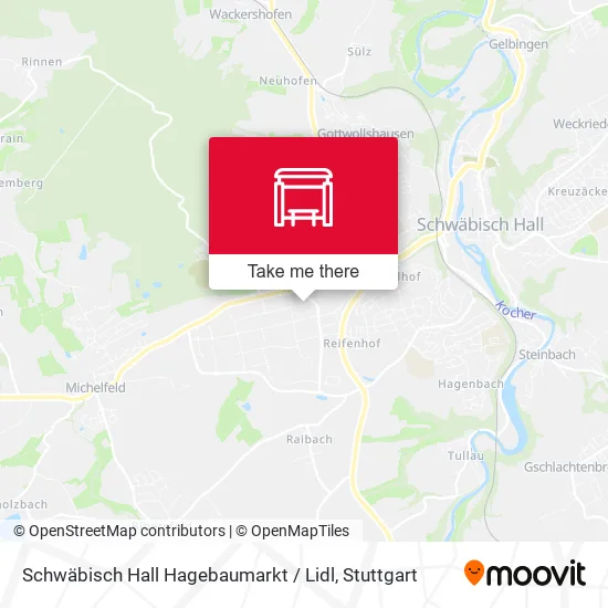 Карта Schwäbisch Hall Hagebaumarkt / Lidl