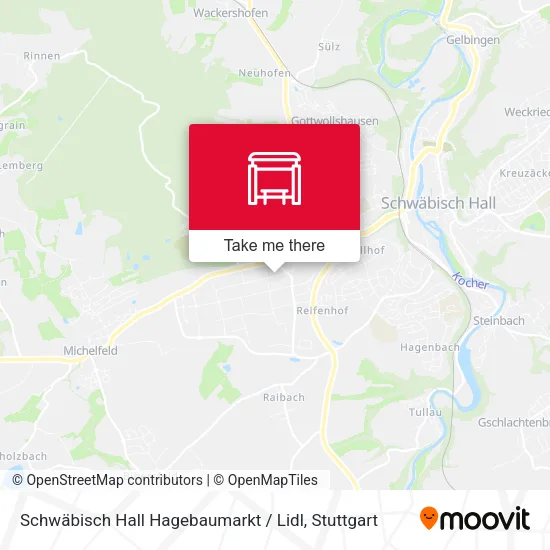Карта Schwäbisch Hall Hagebaumarkt / Lidl
