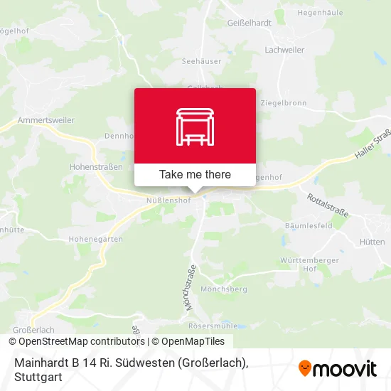 Карта Mainhardt B 14 Ri. Südwesten (Großerlach)