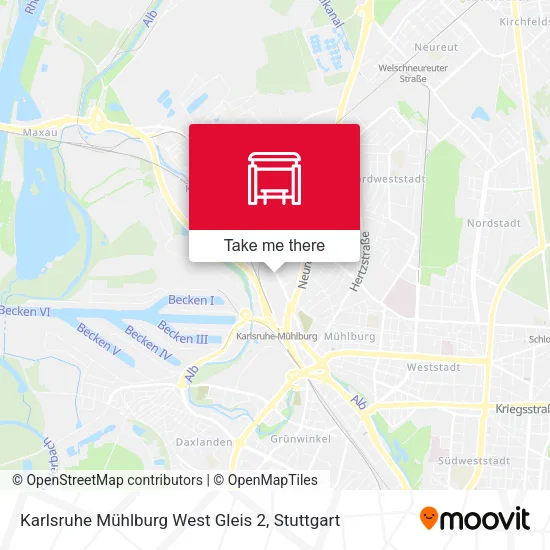 Карта Karlsruhe Mühlburg West Gleis 2
