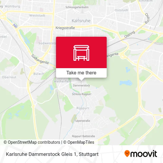 Карта Karlsruhe Dammerstock Gleis 1
