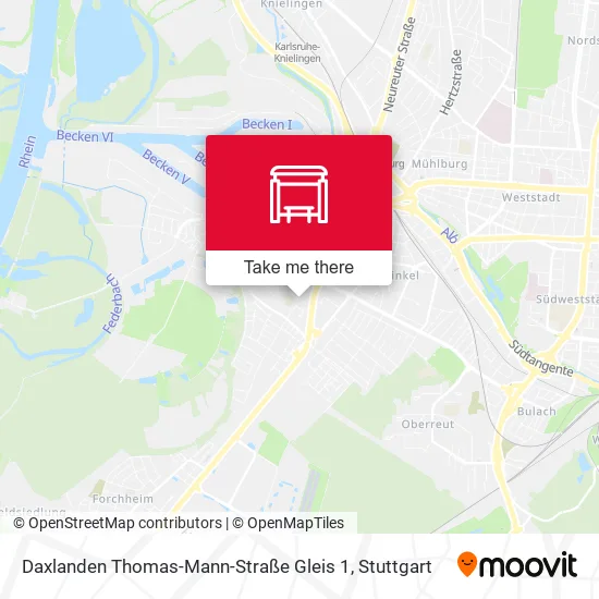 Карта Daxlanden Thomas-Mann-Straße Gleis 1