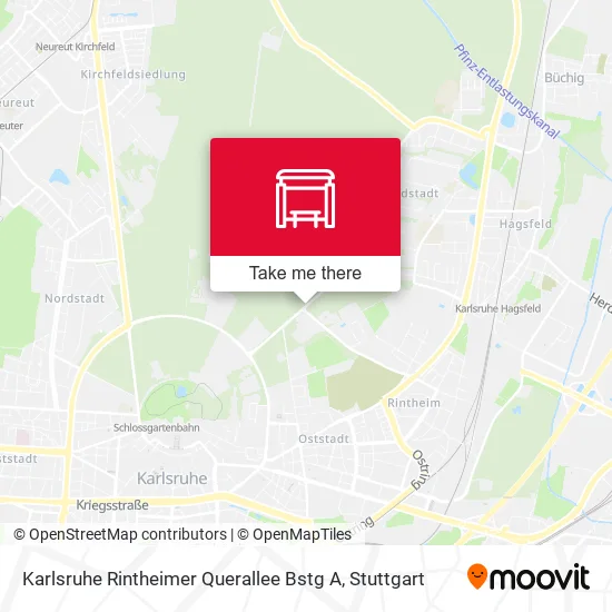 Карта Karlsruhe Rintheimer Querallee Bstg A