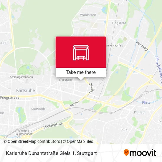 Карта Karlsruhe Dunantstraße Gleis 1