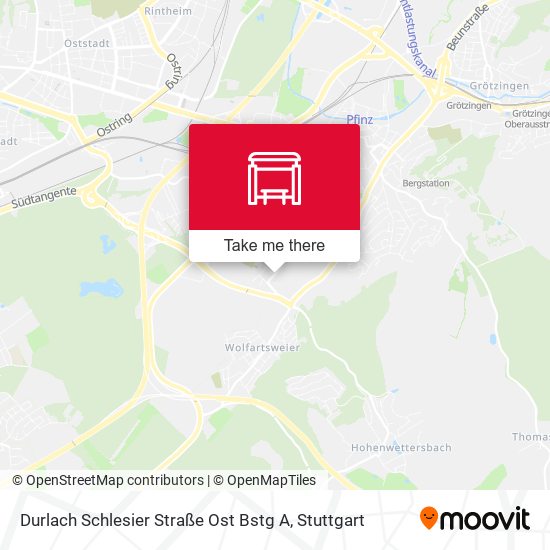 Durlach Schlesier Straße Ost Bstg A map