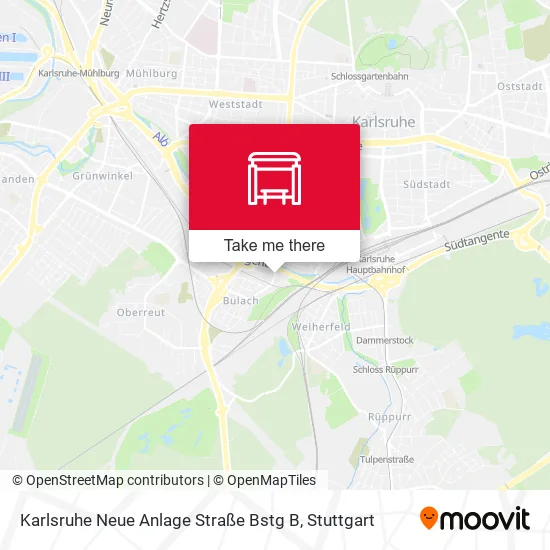 Карта Karlsruhe Neue Anlage Straße Bstg B