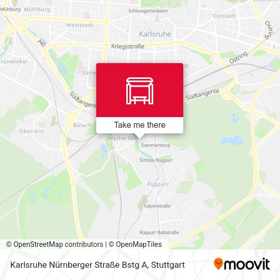 Karlsruhe Nürnberger Straße Bstg A map