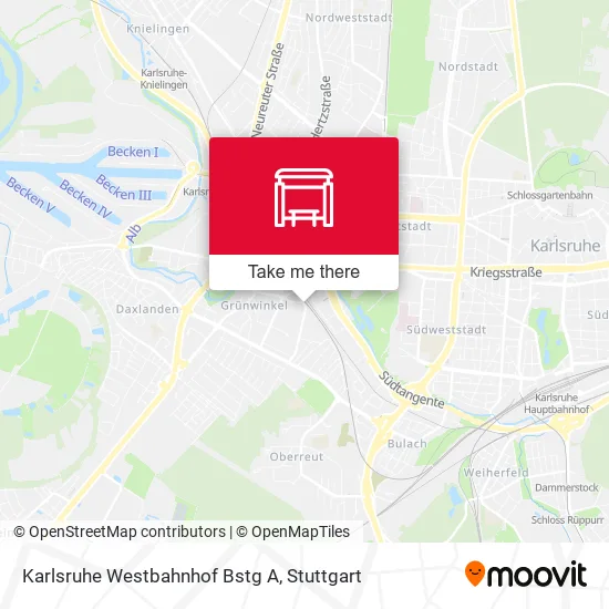 Карта Karlsruhe Westbahnhof Bstg A