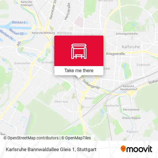 Карта Karlsruhe Bannwaldallee Gleis 1