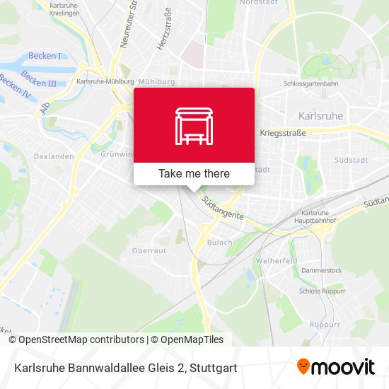 Karlsruhe Bannwaldallee Gleis 2 map