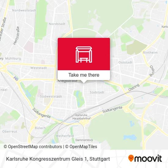 Карта Karlsruhe Kongresszentrum Gleis 1