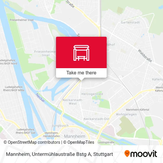 Карта Mannheim, Untermühlaustraße Bstg A