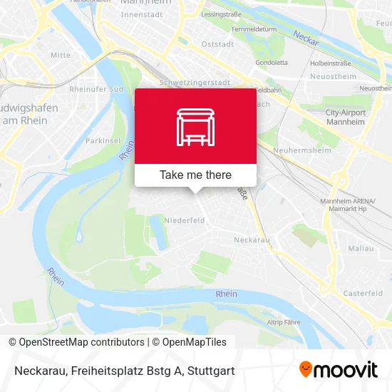 Карта Neckarau, Freiheitsplatz Bstg A