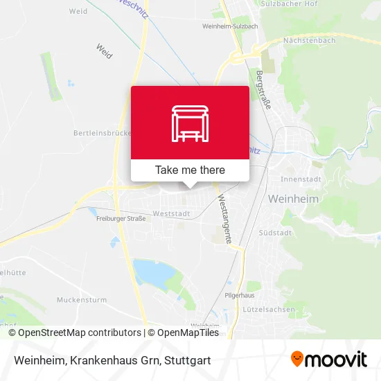 Карта Weinheim, Krankenhaus Grn