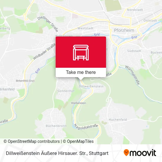 Карта Dillweißenstein Äußere Hirsauer. Str.