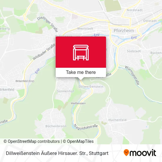 Карта Dillweißenstein Äußere Hirsauer. Str.