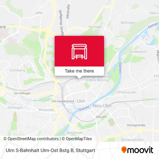 Карта Ulm S-Bahnhalt Ulm-Ost Bstg B