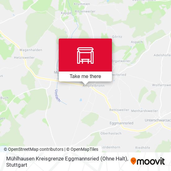 Mühlhausen Kreisgrenze Eggmannsried (Ohne Halt) map