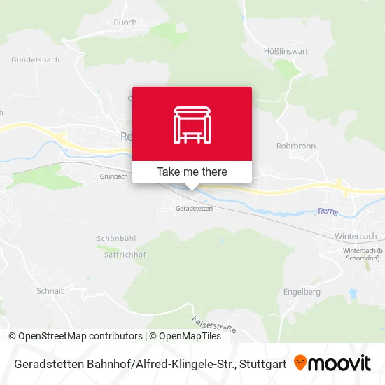 Карта Geradstetten Bahnhof / Alfred-Klingele-Str.