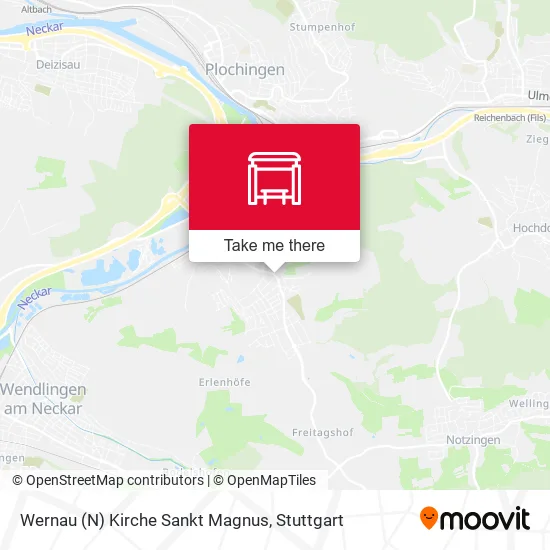Карта Wernau (N) Kirche Sankt Magnus