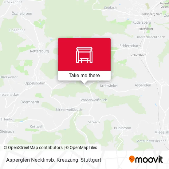 Карта Asperglen Necklinsb. Kreuzung