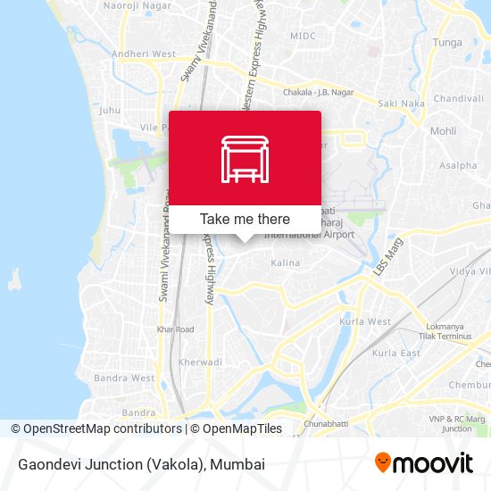 Gaondevi Junction (Vakola) map