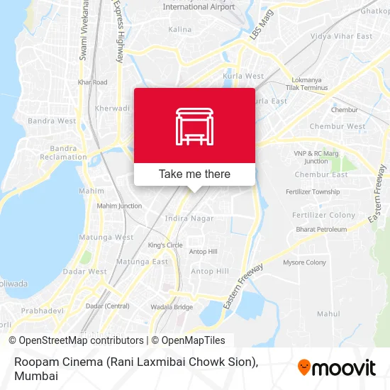 Roopam Cinema (Rani Laxmibai Chowk Sion) map