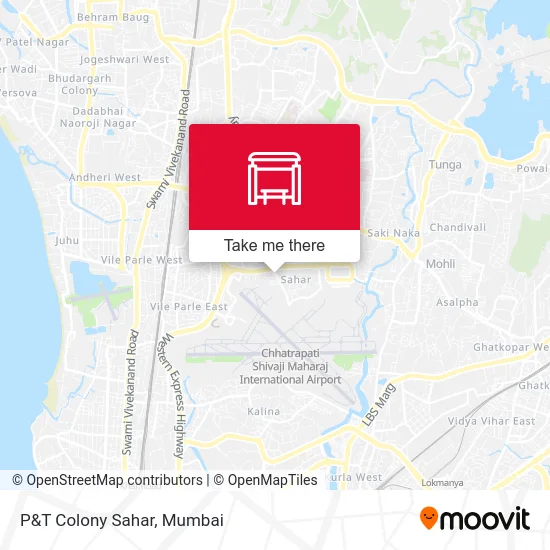 P&T Colony Sahar map