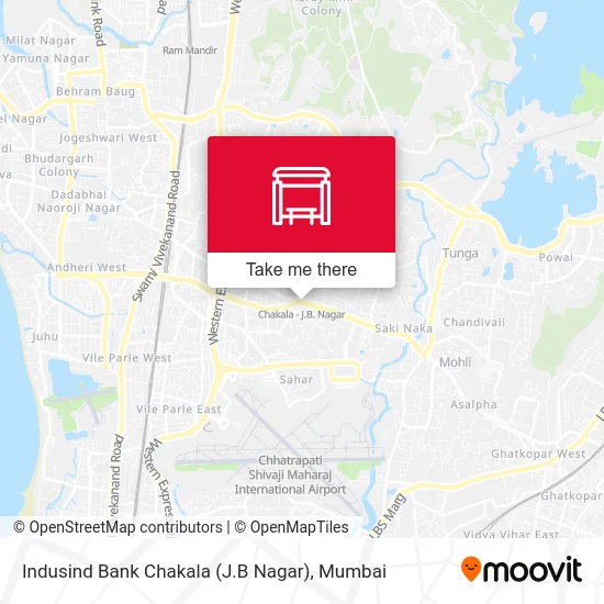 Indusind Bank Chakala (J.B Nagar) map