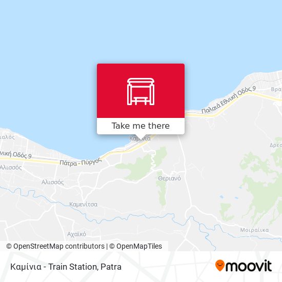 Καμίνια - Train Station map