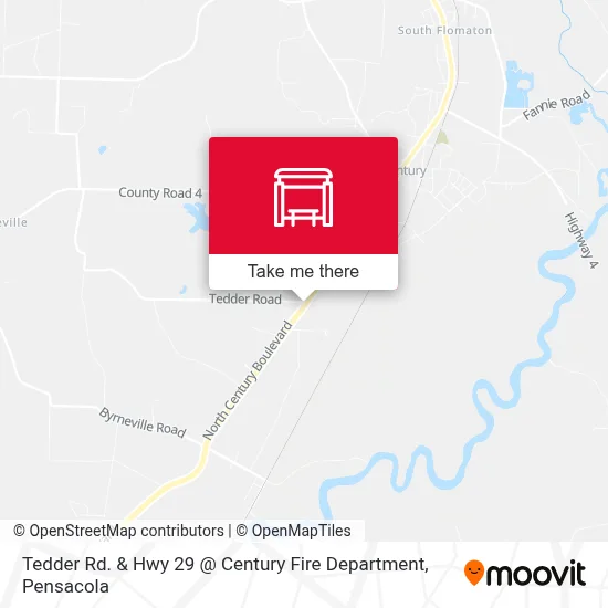 Tedder Rd. & Hwy 29 @ Century Fire Department map