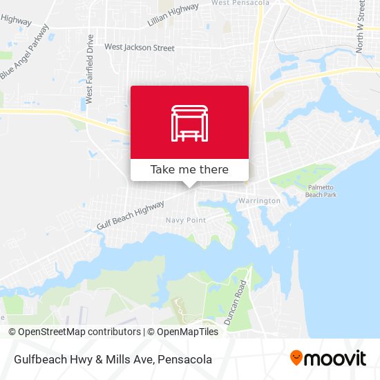 Gulfbeach Hwy & Mills Ave map