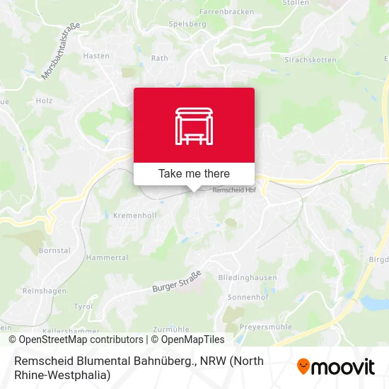 Карта Remscheid Blumental Bahnüberg.