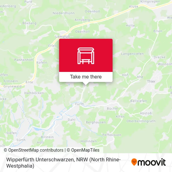 Карта Wipperfürth Unterschwarzen