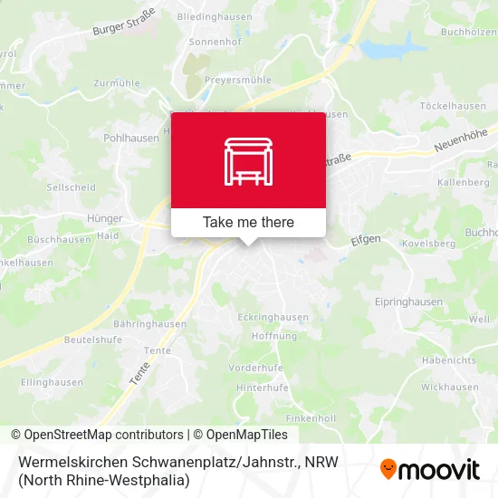Карта Wermelskirchen Schwanenplatz / Jahnstr.