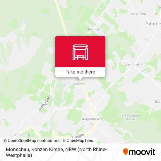 Monschau, Konzen Kirche map