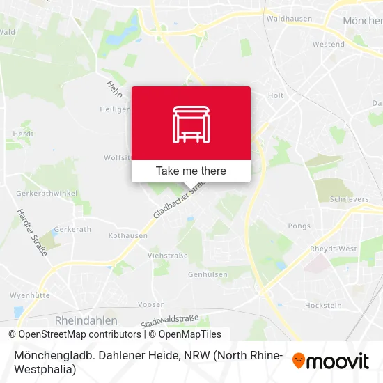Карта Mönchengladb. Dahlener Heide