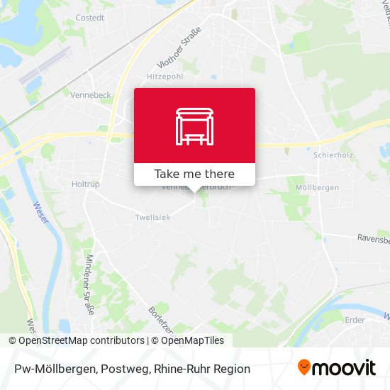 Pw-Möllbergen, Postweg map