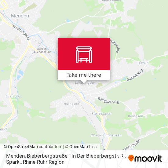 Menden, Bieberbergstraße - In Der Bieberbergstr. Ri. Spark. map