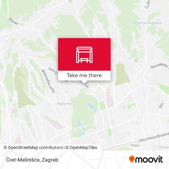Čret-Melinišće map